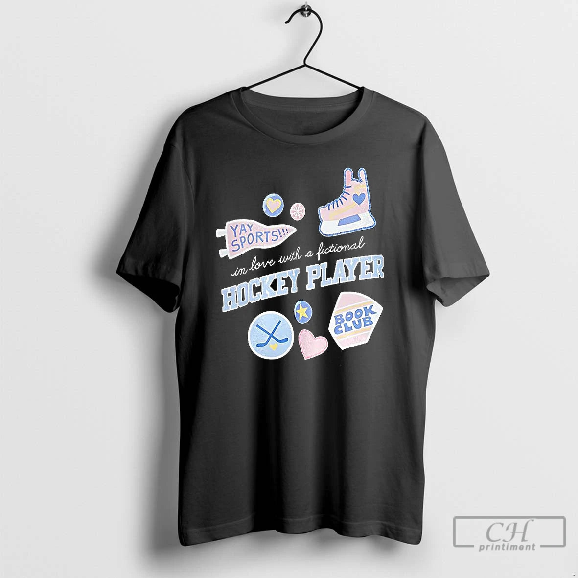 Classic In Love With A Fictional Hockey Player Book Club And Hockey Symbols T Shirts Hoodie, Sweatshirt | InkRitualCo.com