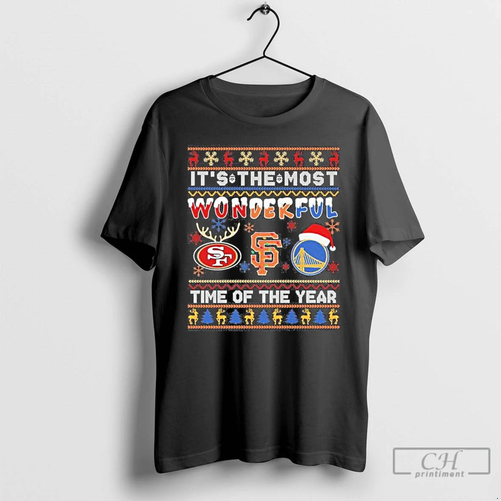 Classic Its The Most Wonderful Time Of The Years San Francisco Sports Teams Christmas Ugly T-Shirts, Hoodie, Sweatshirt