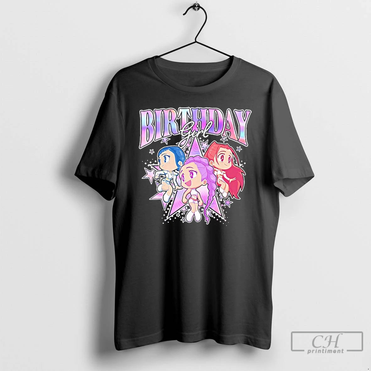 Classic Kpop Demon Hunters Birthday Girl Adorable Chibi Group Shot T-Shirts, Hoodie, Sweatshirt | InkRitualCo.com