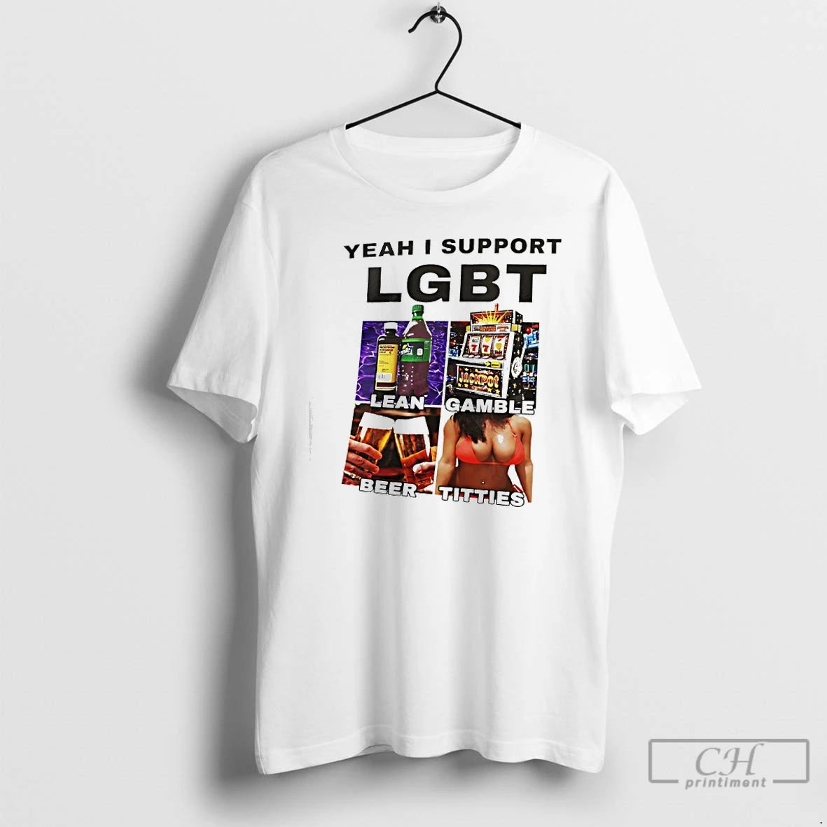 Classic Lean Gamble Beer Titties Yeah I Support Lgbt Graphic T-Shirts, Hoodie, Sweatshirt | InkRitualCo.com