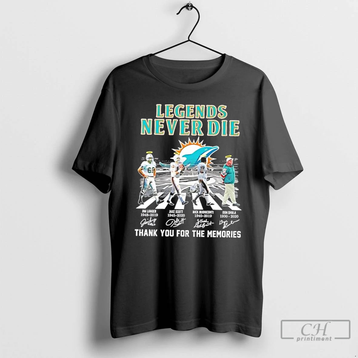 Classic Legends Never Die Miami Dolphins Don Shula Nick Buoniconti Jake Scott Jim Langer Abbey T-Shirts, Hoodie, Sweatshirt