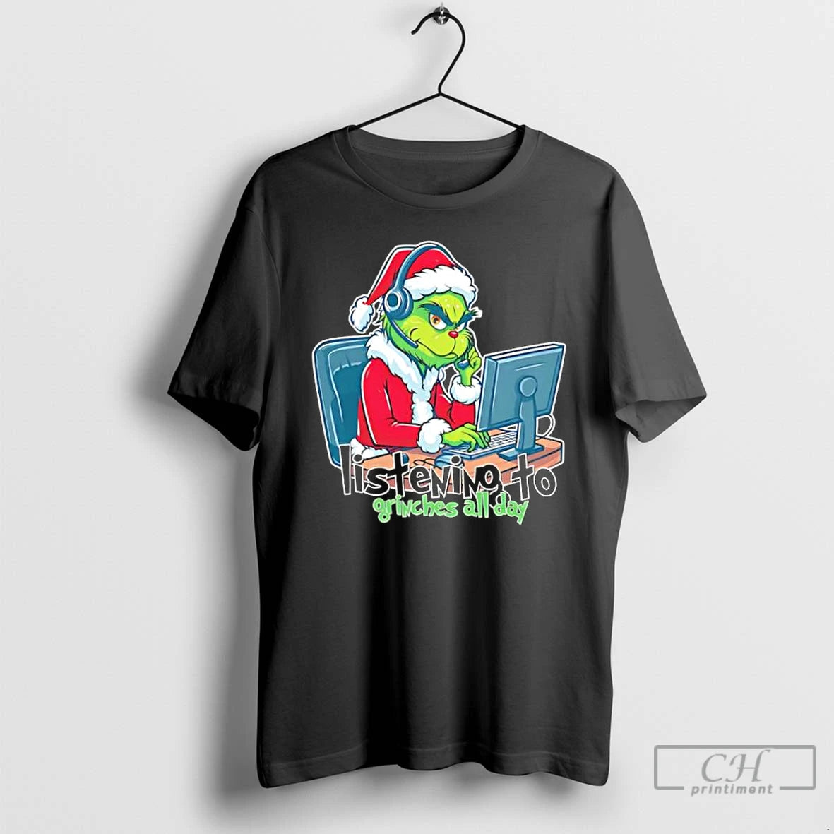 Classic Listening To Grinches All Day Christmas Grinch Telesale T-Shirts, Hoodie, Sweatshirt | InkRitualCo.com
