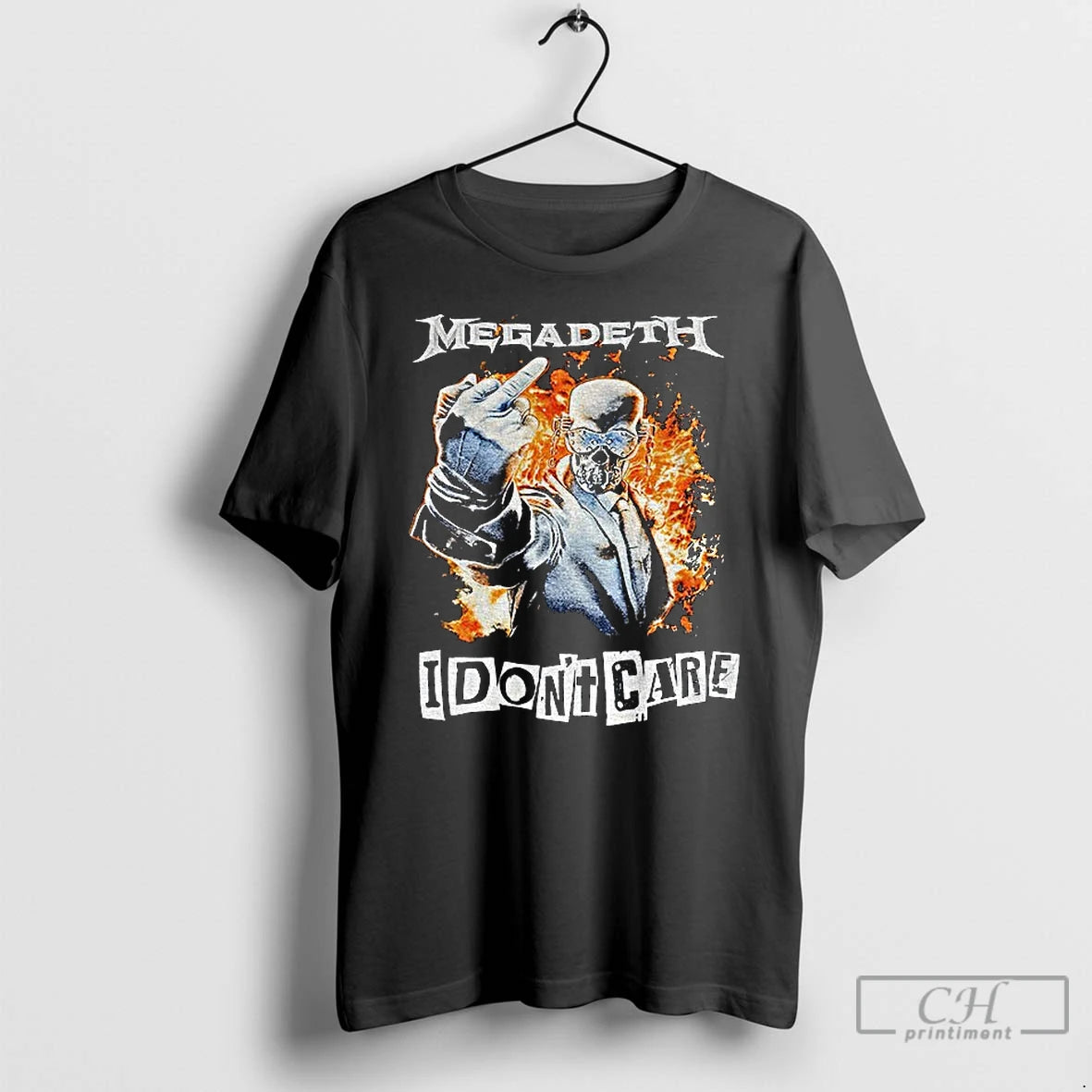 Classic Megadeth Middle Finger Vic Rattlehead I Dont Care T-Shirts, Hoodie, Sweatshirt | InkRitualCo.com
