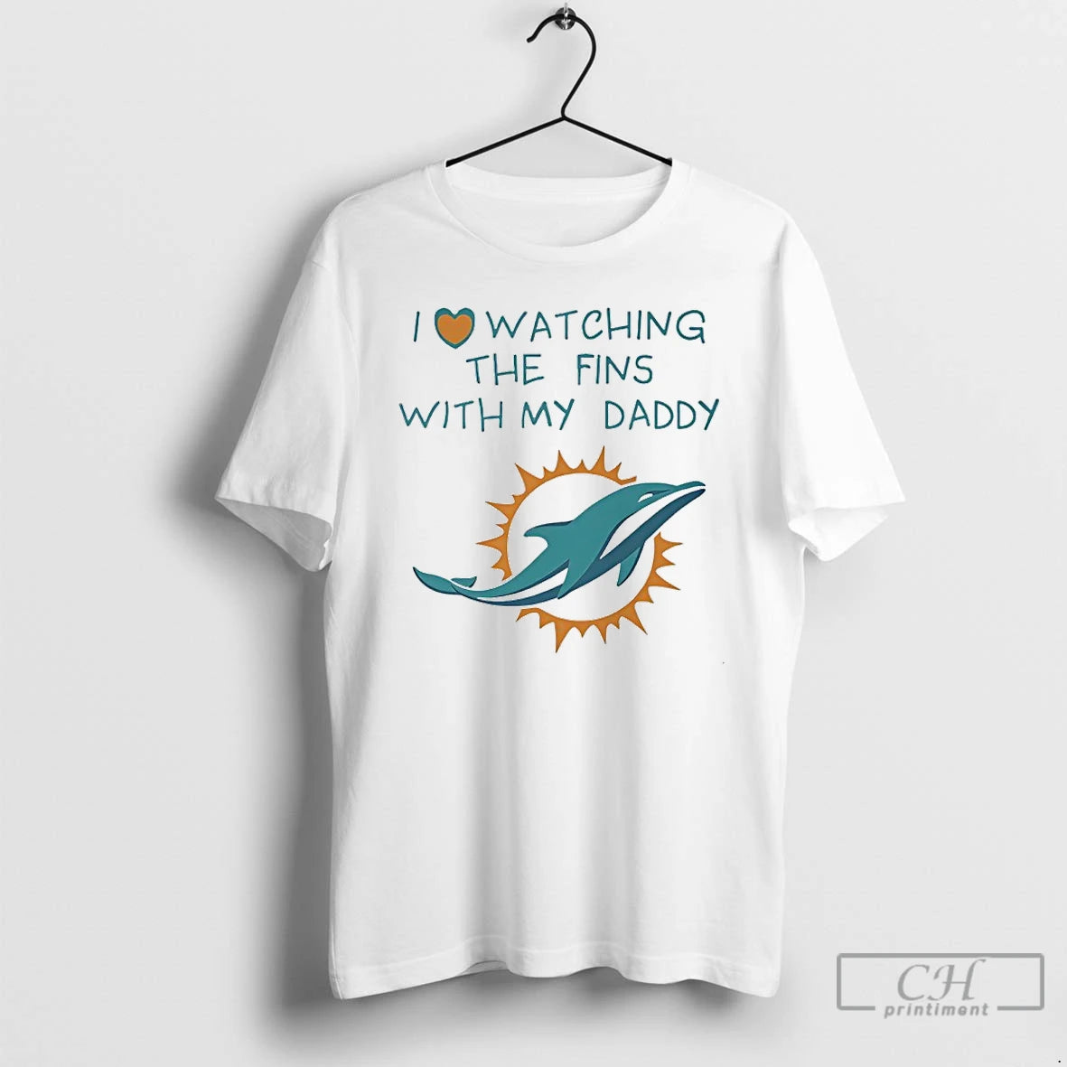 Classic Miami Dolphins Love Watching Fins With Daddy Baby T-Shirts, Hoodie, Sweatshirt | InkRitualCo.com
