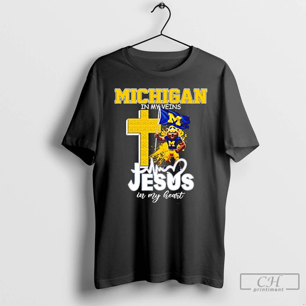 Classic Michigan Wolverines In My Veins Jesus In My Heart Flag T-Shirts, Hoodie, Sweatshirt | InkRitualCo.com