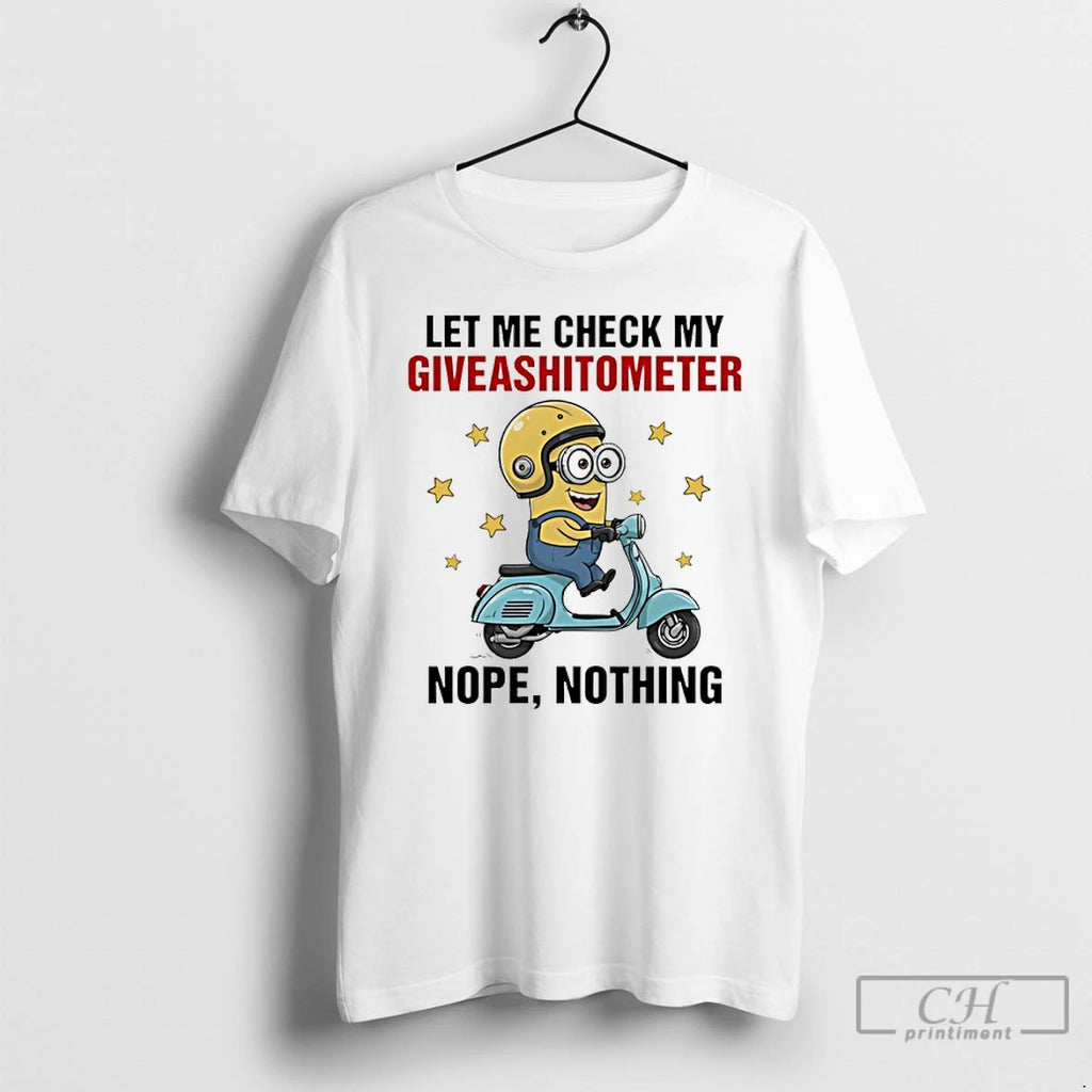 Classic Minion Let Me Check My Giveashitometer Nope Nothing T-Shirts, Hoodie, Sweatshirt | InkRitualCo.com
