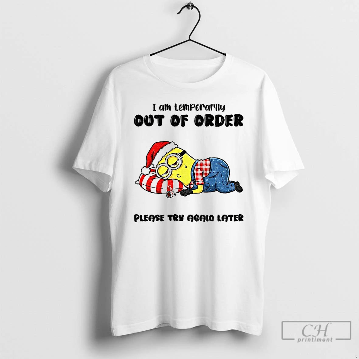 Classic Minion Middle Finger I Am Temporarily Out Of Order Please Try Again Later Christmas T-Shirts, Hoodie, Sweatshirt