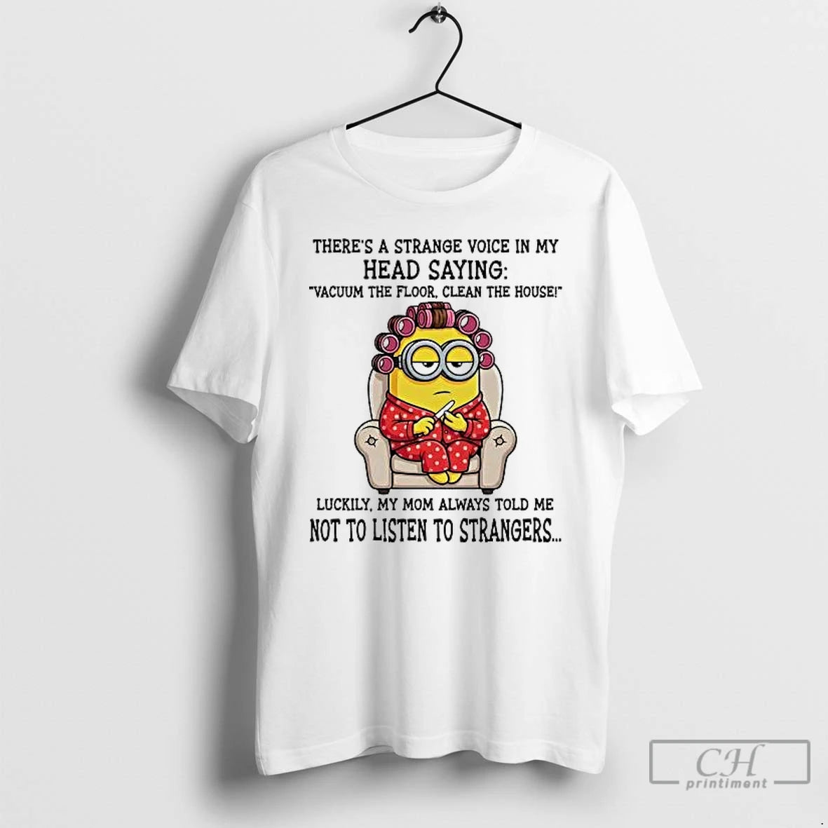 Classic Minion Theres A Strange Voice In My Head Saying Vacuum Floor Clean House T-Shirts, Hoodie, Sweatshirt