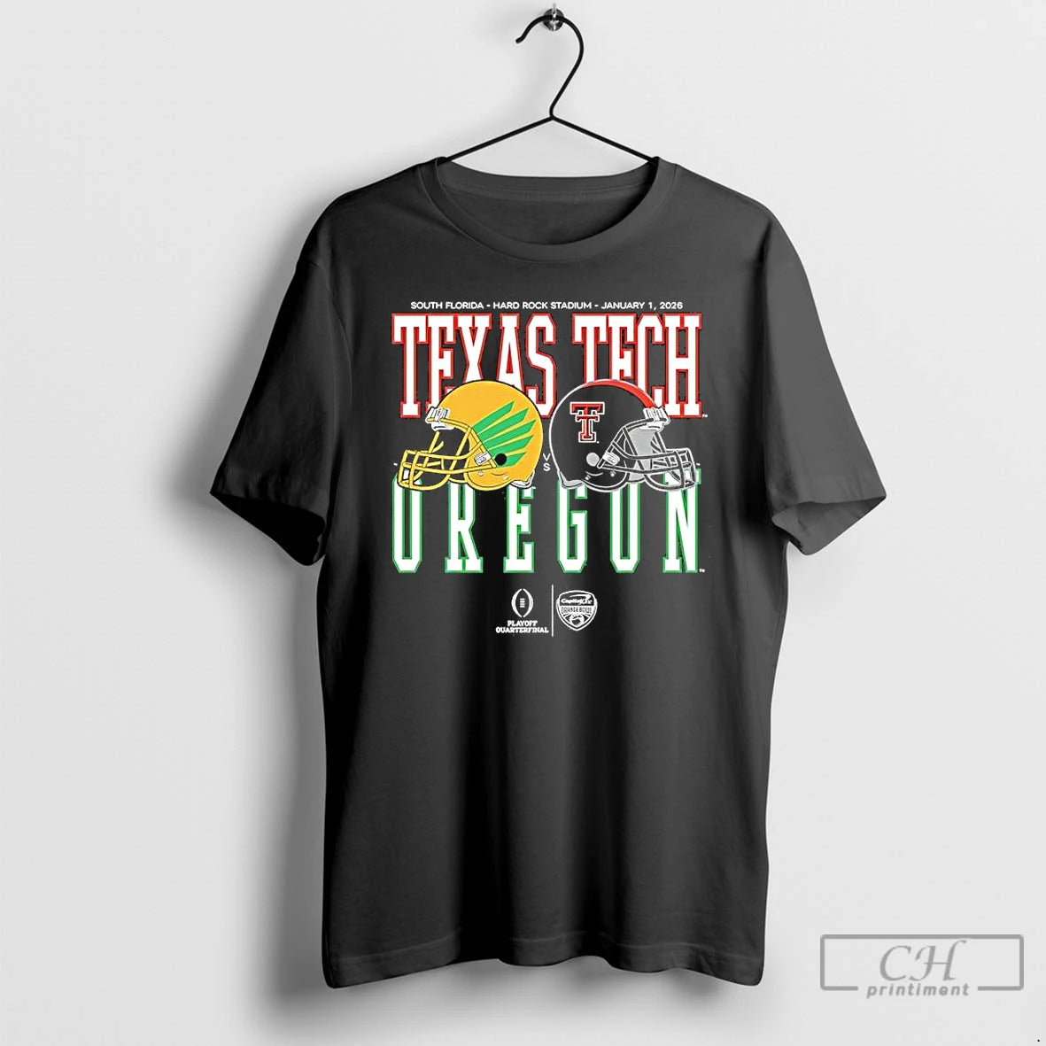 Classic Oregon Vs Texas Tech 2026 Capital One Orange Bowl Helmet Matchup T Shirts Sweater Hoodie, Sweatshirt