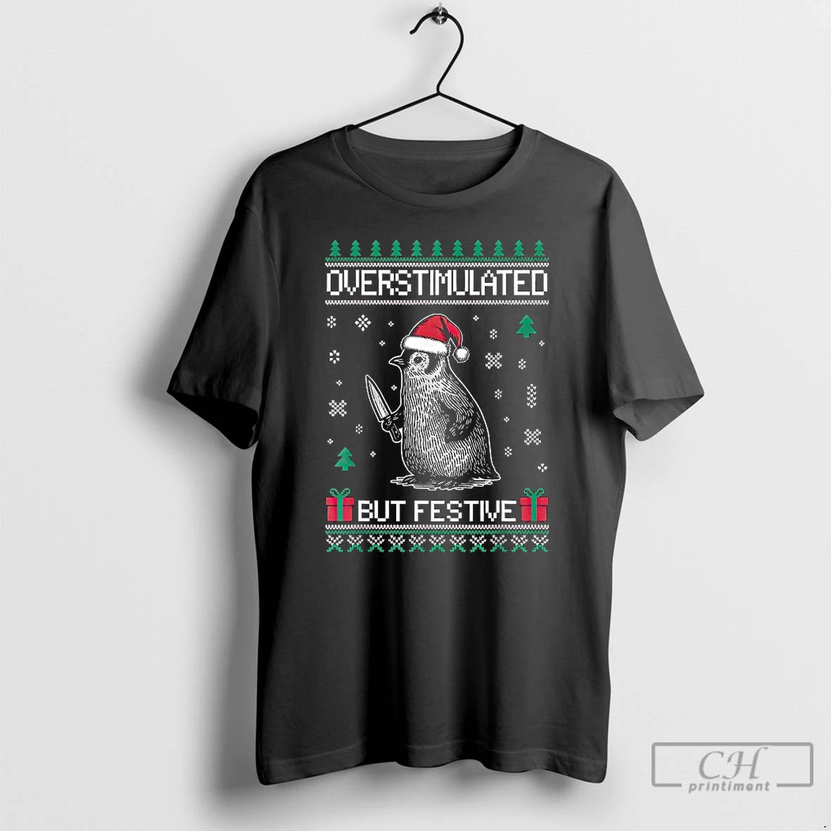 Classic Overstimulated But Festive Ugly Christmas Penguin Knife T-Shirts, Hoodie, Sweatshirt | InkRitualCo.com