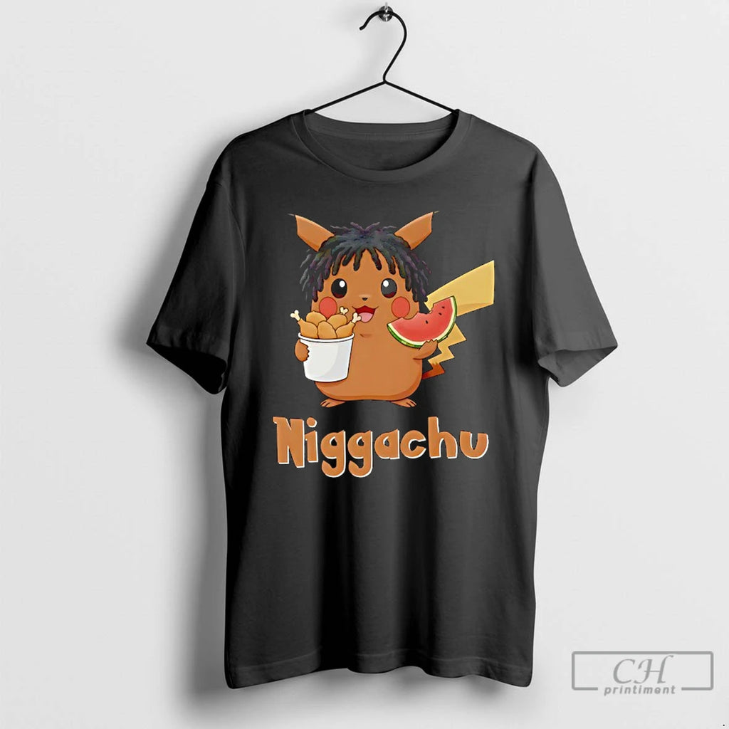 Classic Pikachi X Nigga Niggachu Eat Fried Chicken Drumsticks And Watermelon T-Shirts, Hoodie, Sweatshirt | InkRitualCo.com
