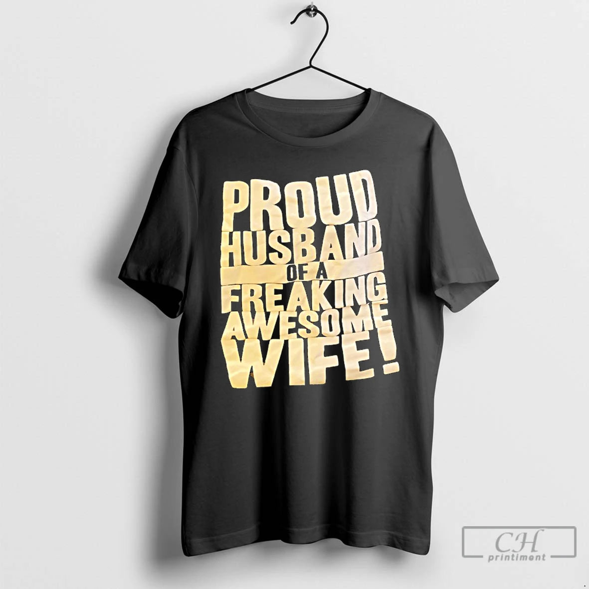 Classic Proud Husband Of A Freaking Awesome Wife Text T-Shirts, Hoodie, Sweatshirt | InkRitualCo.com