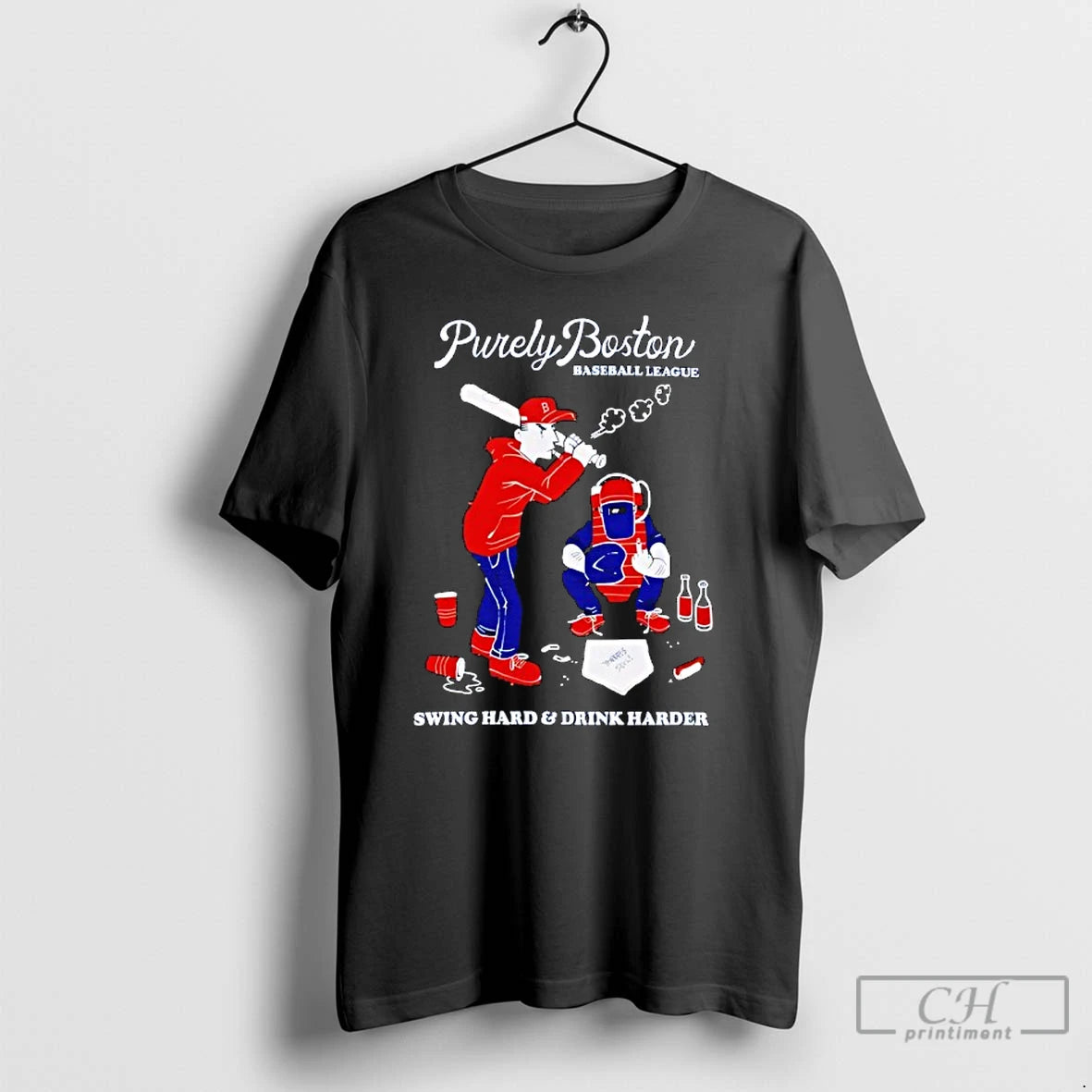 Classic Purely Boston Baseball League Swing Hard And Drink Harder T Shirts Hoodie, Sweatshirt | InkRitualCo.com