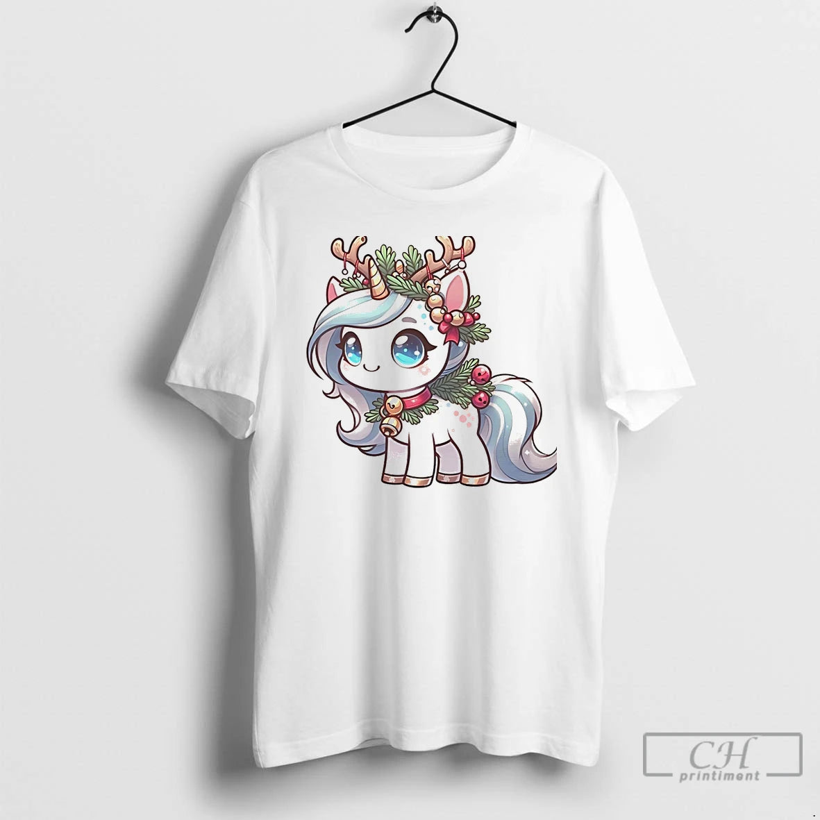 Classic Reindeer Unicorn Bells And Holly Christmas White T Shirts Hoodie, Sweatshirt | InkRitualCo.com