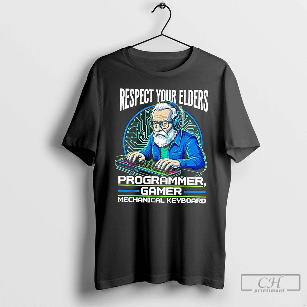 Classic Respect Your Elders Programmer Gamer Mechanical Keyboard T-Shirts, Hoodie, Sweatshirt | InkRitualCo.com