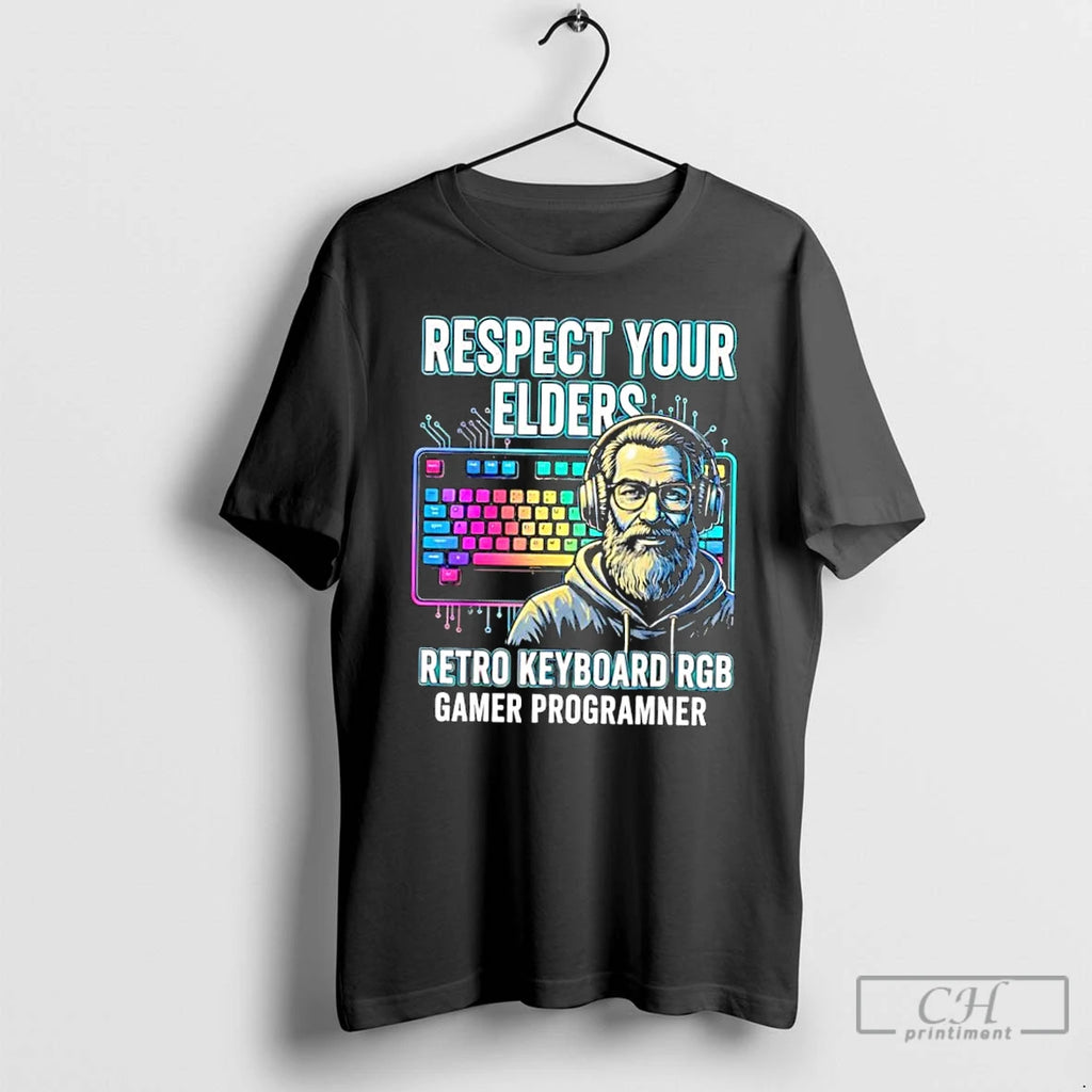Classic Respect Your Elders Retro Keyboard Rgb Gamer Programmer T-Shirts, Hoodie, Sweatshirt | InkRitualCo.com