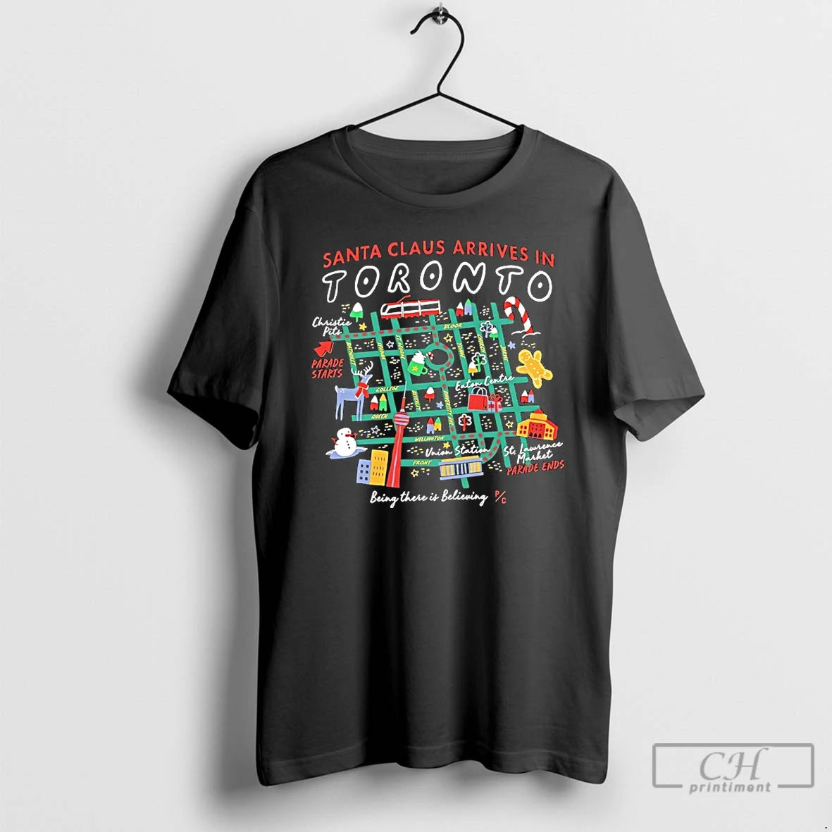 Classic Santa Claus Arrives In Toronto Being There Is Believing T-Shirts, Hoodie, Sweatshirt | InkRitualCo.com