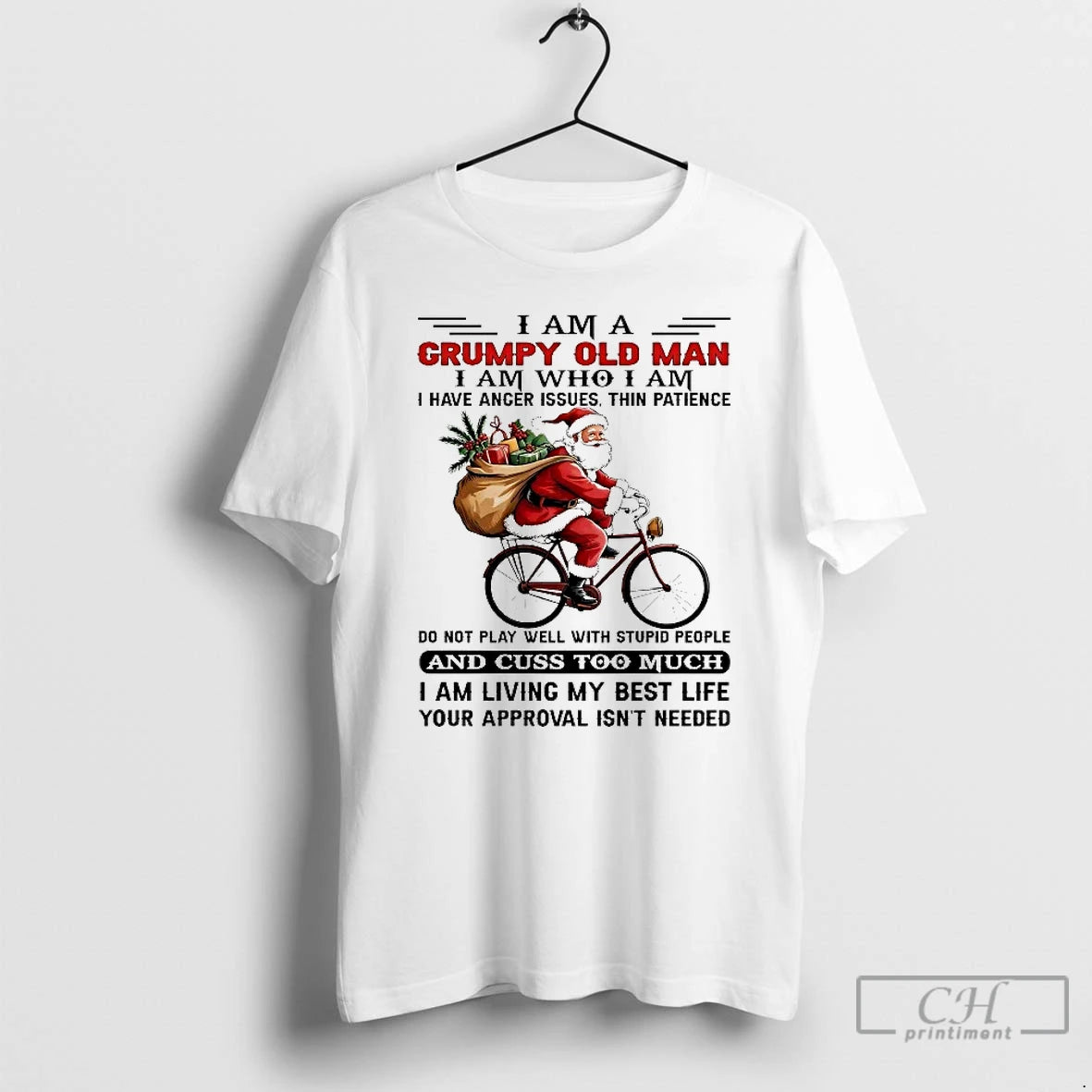 Classic Santa Riding Bike I Am A Grumpy Old Man I Am Who I Am T-Shirts, Hoodie, Sweatshirt | InkRitualCo.com