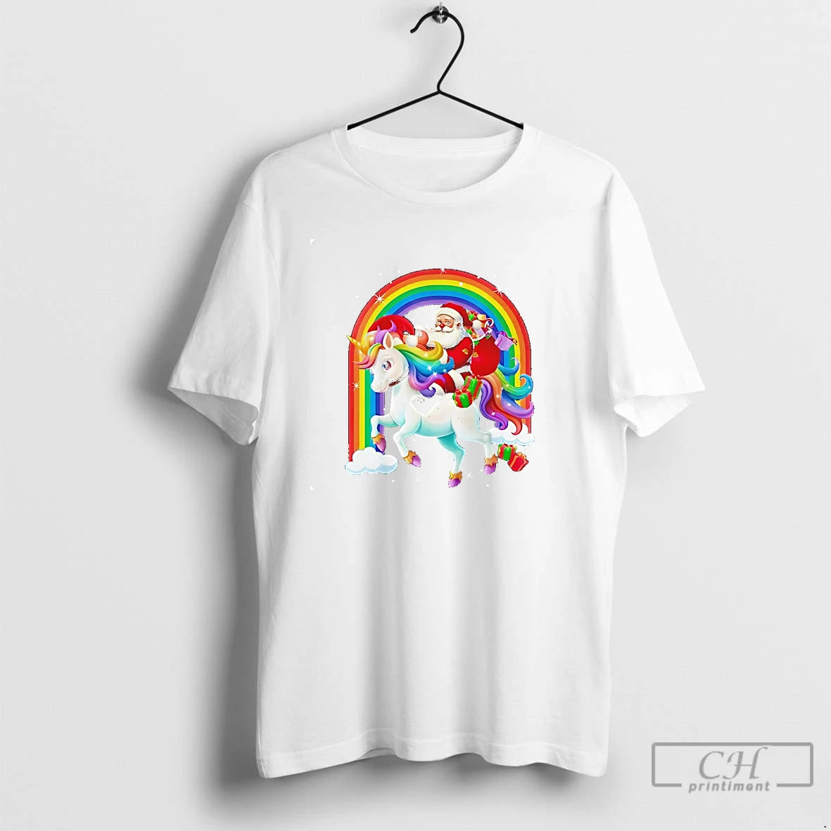 Classic Santa Riding Rainbow Unicorn Christmas Gifts T Shirts Hoodie, Sweatshirt | InkRitualCo.com