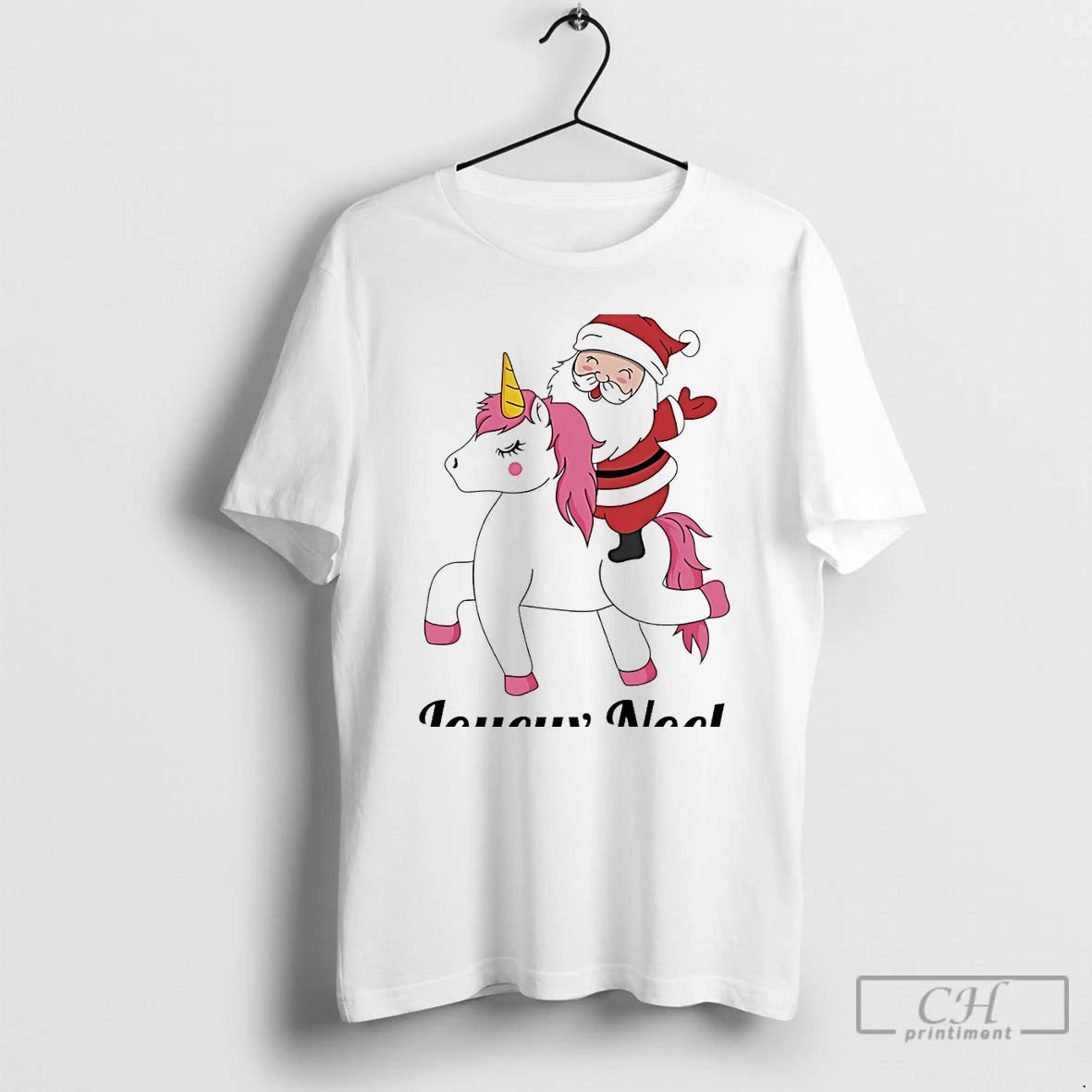 Classic Santa Riding Unicorn Joyeux Noel Christmas White T Shirts Hoodie, Sweatshirt | InkRitualCo.com