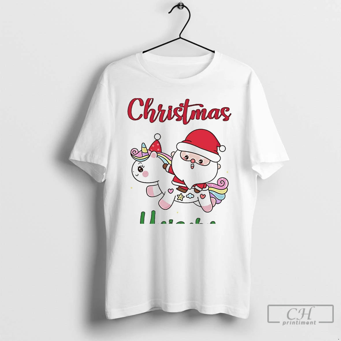 Classic Santa Riding Unicorn Cute Christmas White T Shirts Hoodie, Sweatshirt | InkRitualCo.com