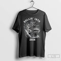 Classic Sarcastic Cowboy Rollin Into 2026 Raccoon Dumpster Fire Snarky New Year T Shirts Sweater Hoodie, Sweatshirt
