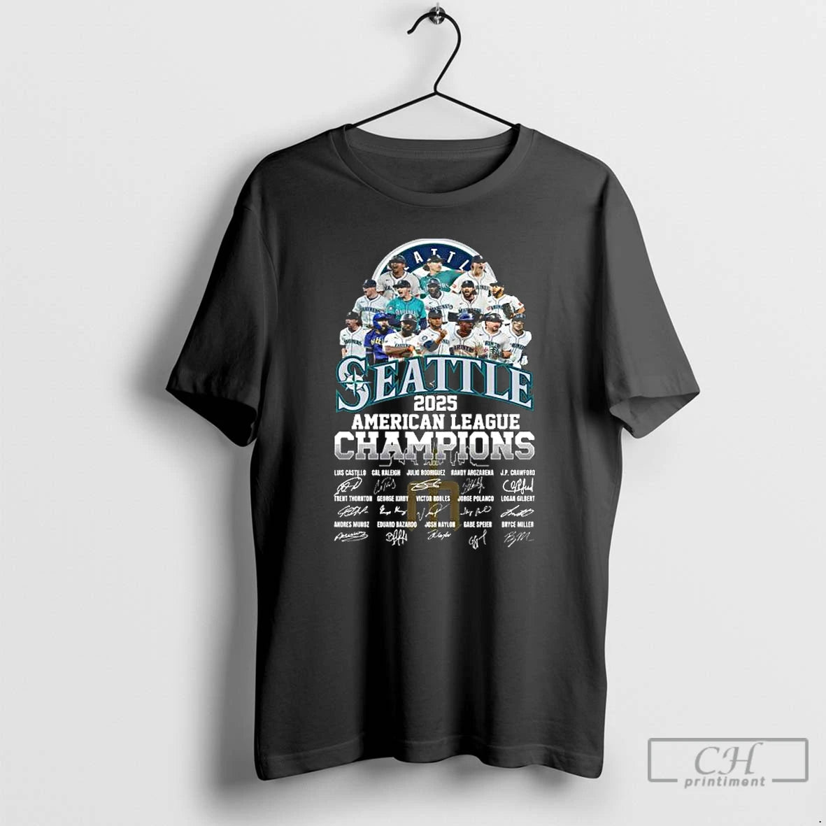 Classic Seattle Mariners Alcs Team 2025 American League Champions Signatures T Shirts Hoodie, Sweatshirt | InkRitualCo.com