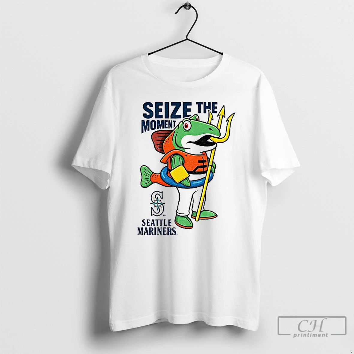 Classic Seattle Mariners Humpy Salmon Holding Trident Seize The Moment Mlb T Shirts Hoodie, Sweatshirt | InkRitualCo.com