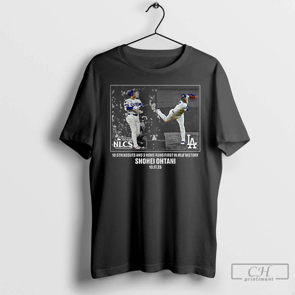 Classic Shohei Ohtani Dodgers 2025 Mlb Postseason Moment 10 Strikeouts 3 Home Runs T Shirts Hoodie, Sweatshirt
