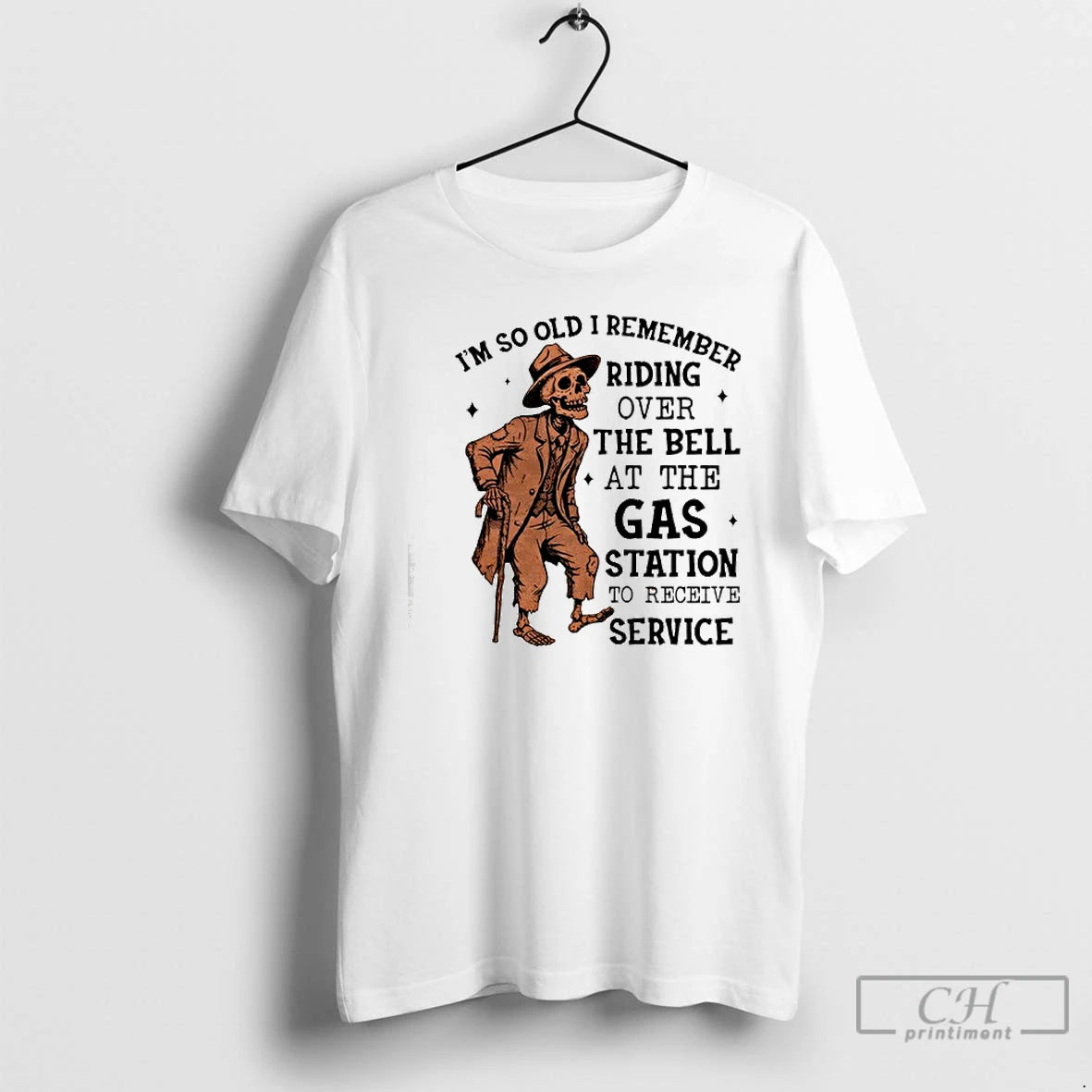 Classic Skeleton Im So Old I Remember Riding Over The Bell At The Gas Station T-Shirts, Hoodie, Sweatshirt | InkRitualCo.com