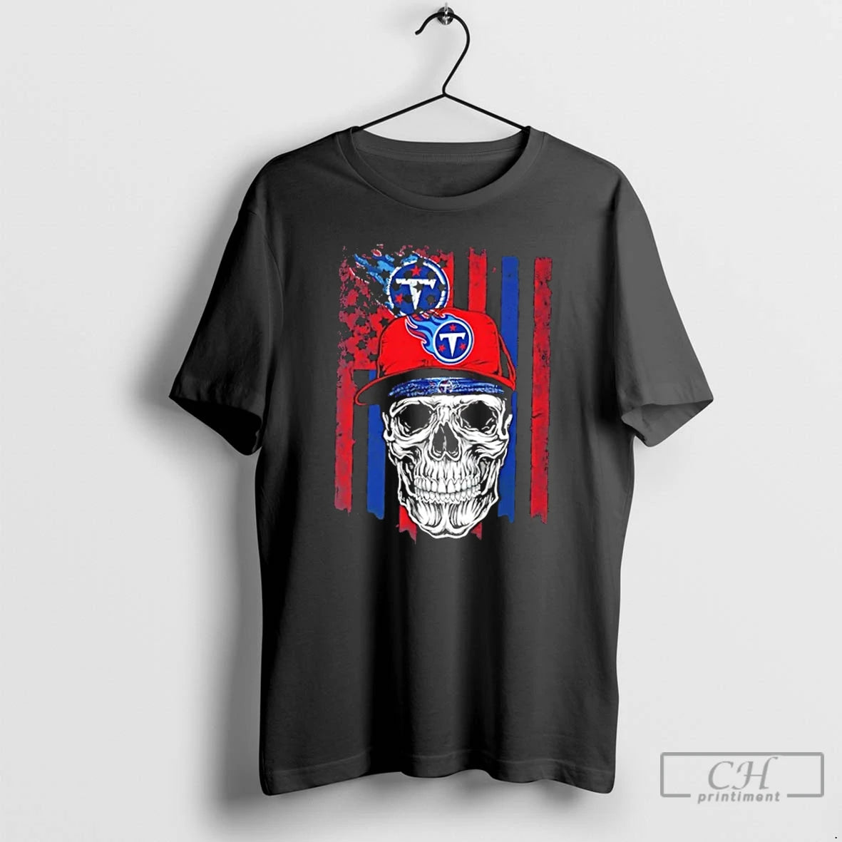 Classic Skull Wearing A Cap Tennessee Titans Us Flag T-Shirts, Hoodie, Sweatshirt | InkRitualCo.com