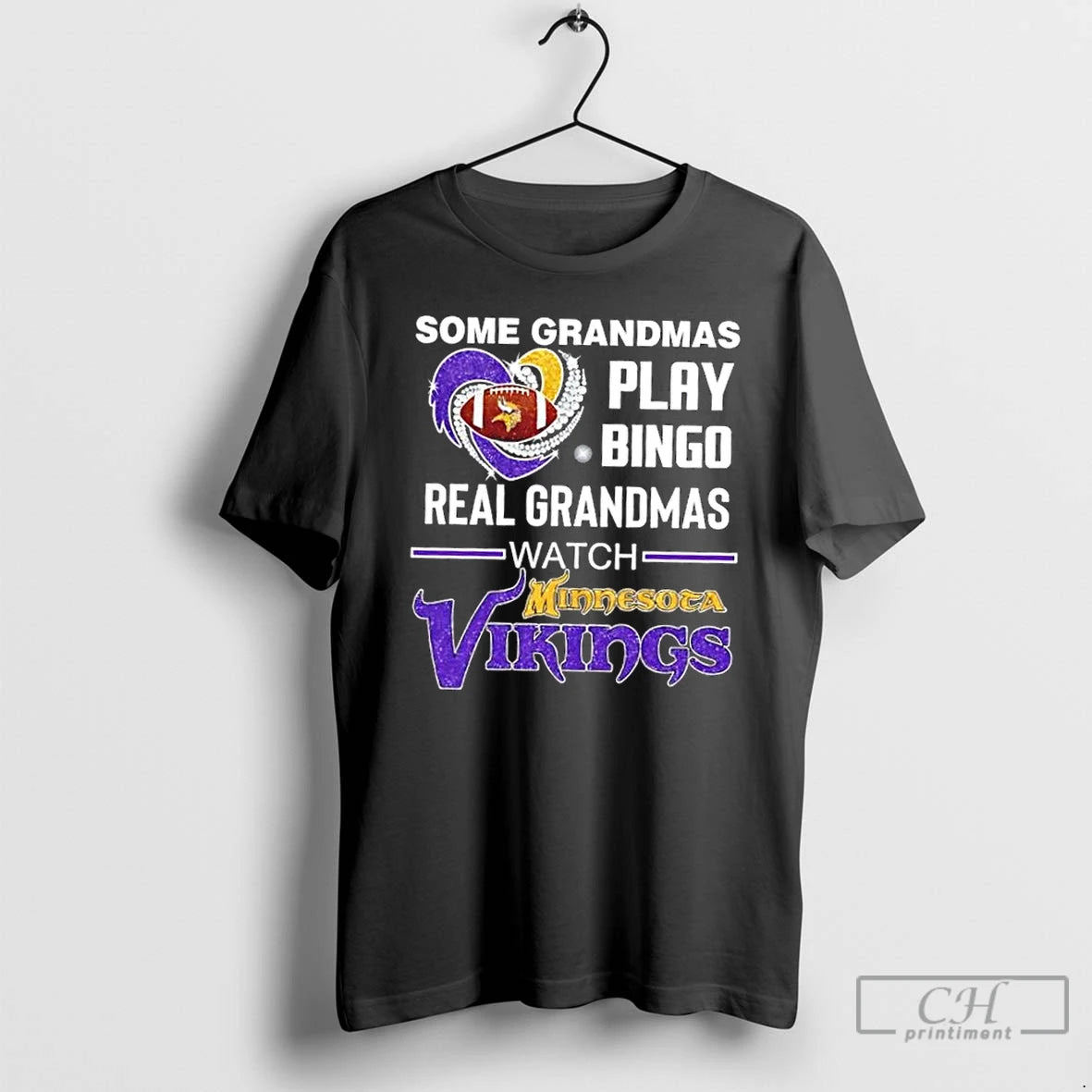 Classic Some Grandmas Play Bingo Real Grandmas Watch Minnesota Vikings Football Diamond Heart T Shirts Hoodie, Sweatshirt