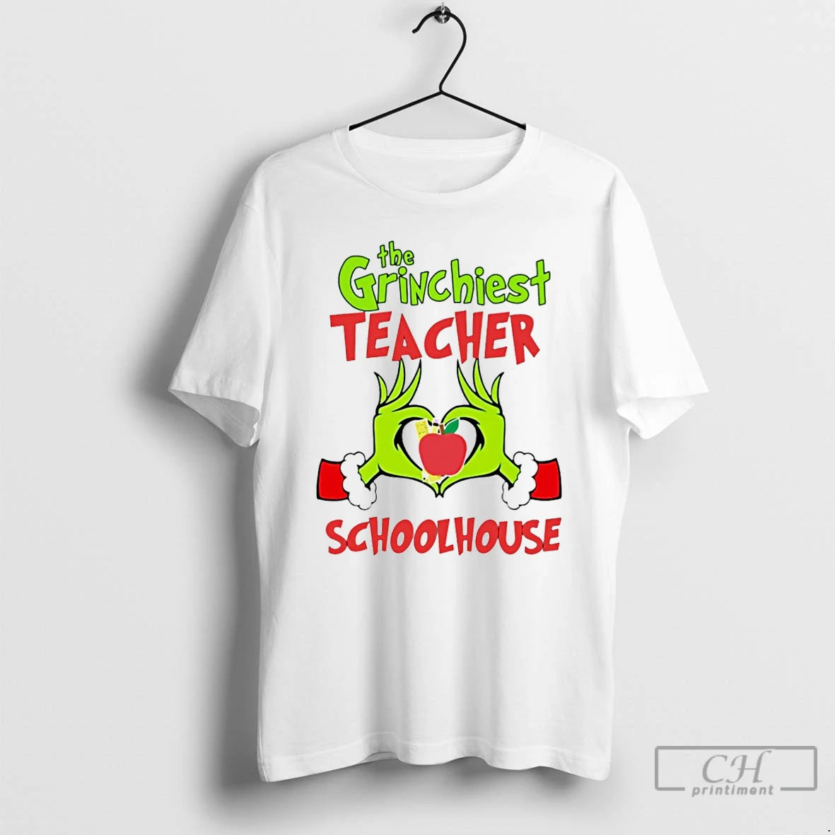 Classic The Grinchiest Teacher Schoolhouse Christmas White T Shirts Hoodie, Sweatshirt | InkRitualCo.com