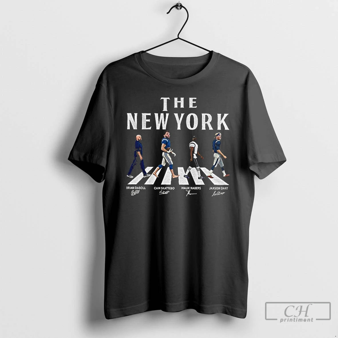 Classic The New York Walking Road Signatures Football Jaxson Dart Malik Nabers Cam Skattebo T-Shirts, Hoodie, Sweatshirt