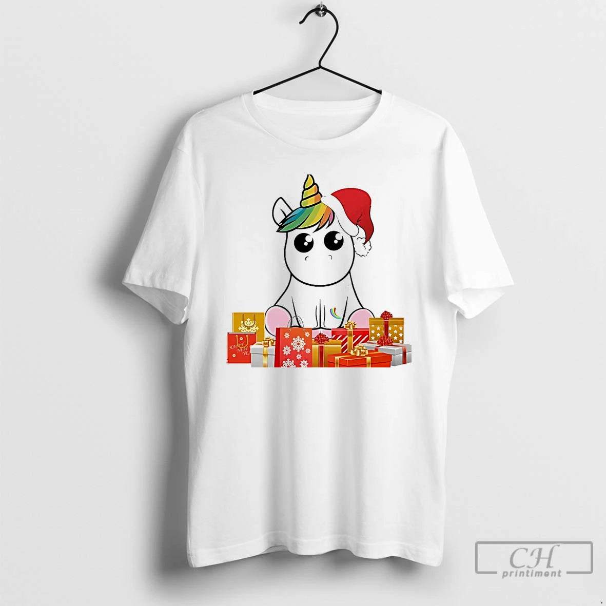 Classic Unicorn Santa Hat Gift Box Christmas White T Shirts Hoodie, Sweatshirt | InkRitualCo.com