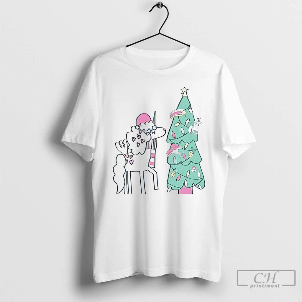 Classic Unicorn Decorating Christmas Tree Holiday Magic White T Shirts Hoodie, Sweatshirt | InkRitualCo.com