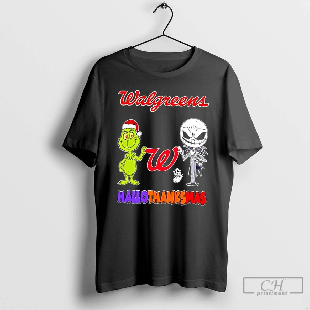 Classic Walgreens X Grinch And Jack Skellington Friends Fist Bump Happy Hallothanksmas T Shirts Hoodie, Sweatshirt
