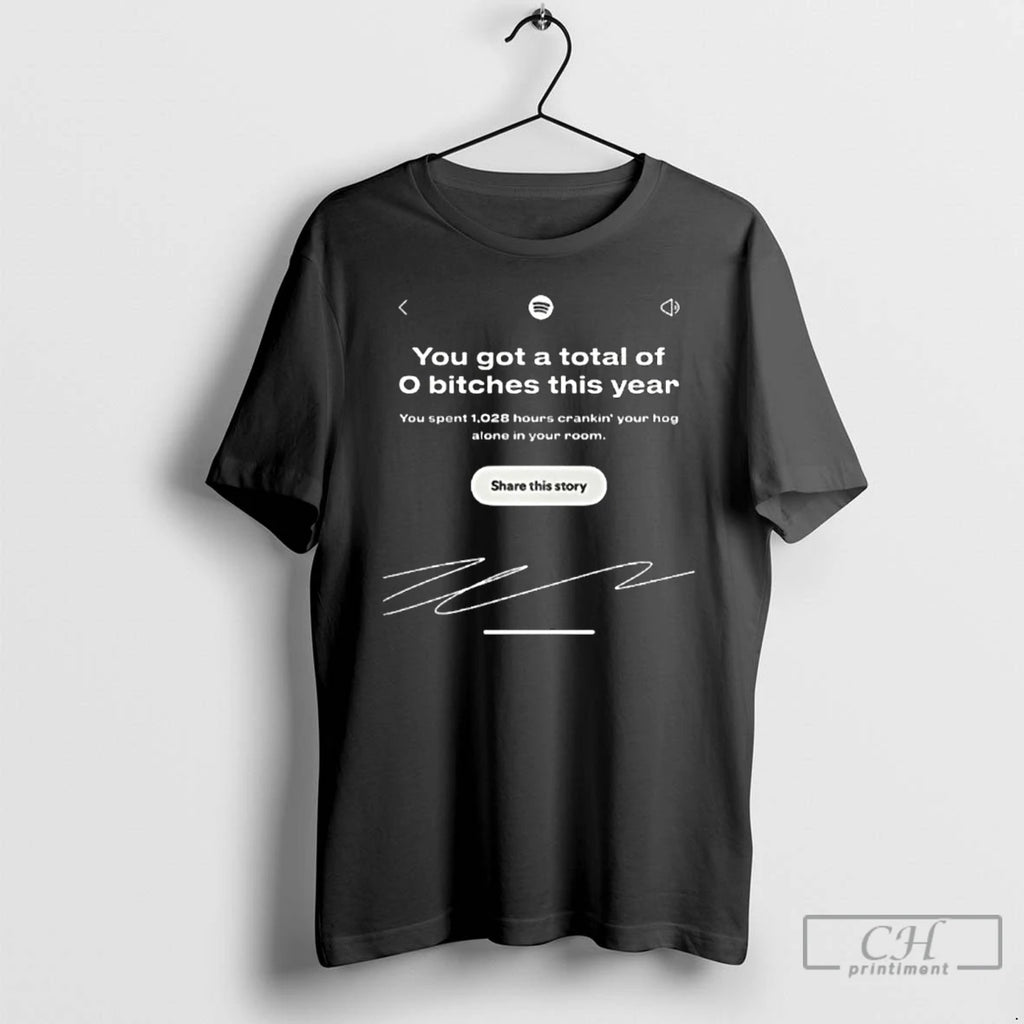 Classic You Got A Total Of 0 Bitches This Year Spotify Wrapped Interface T Shirts Hoodie, Sweatshirt | InkRitualCo.com