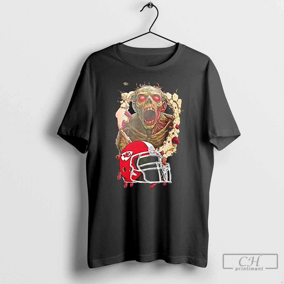 Classic Zombie X Kansas City Chiefs Helmet Happy Halloween T Shirts Hoodie, Sweatshirt | InkRitualCo.com