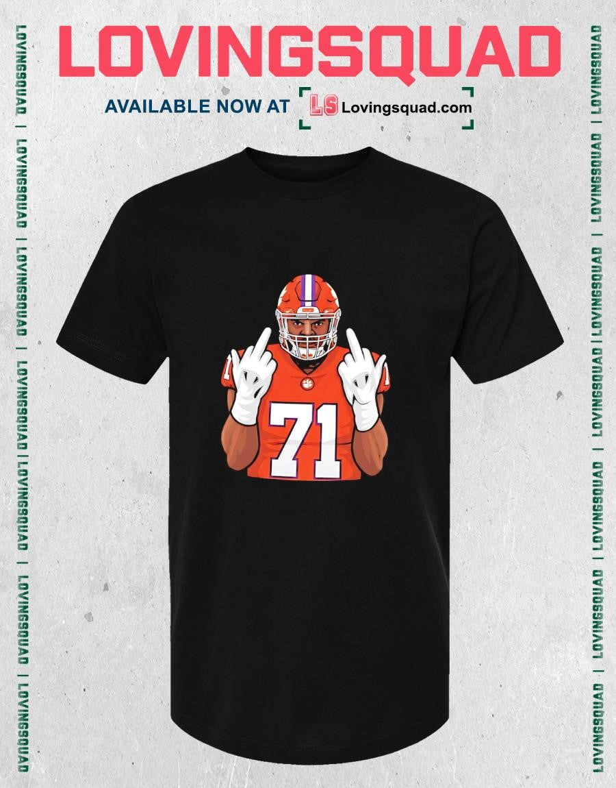 Clemson Tigers No 71 Football Player Middle Finger T-shirt