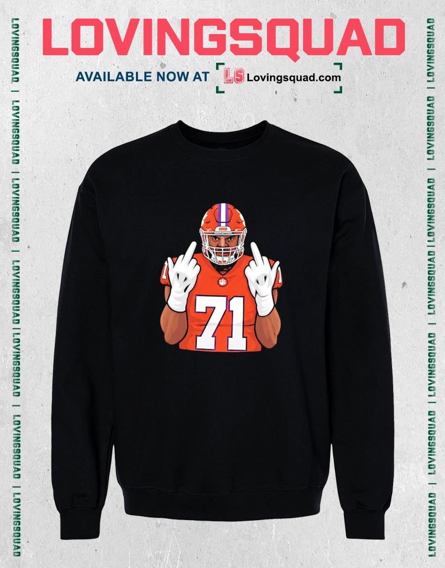Clemson Tigers No 71 Football Player Middle Finger T-shirt