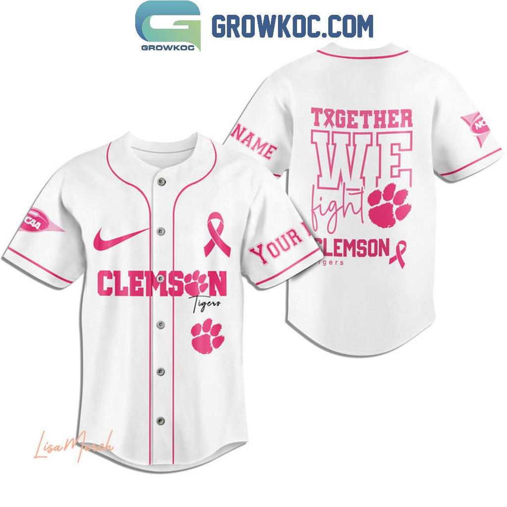 Clemson Tigers Together We Fight Breast Cancer Personalized Baseball Jersey