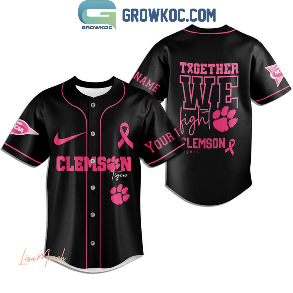 Clemson Tigers Together We Fight Breast Cancer Personalized Baseball Jersey