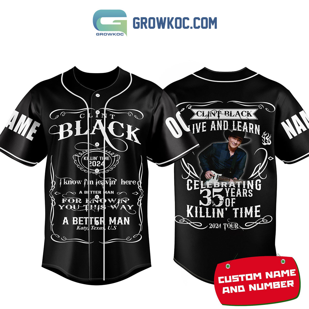 Clint Black Celebrating 35 Years Of Killn’ Time Personalized Baseball Jersey