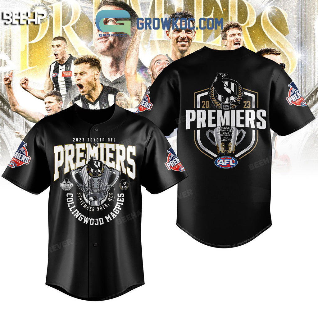 Collingwood Magpies AFL 2023 Premiers Baseball Jersey