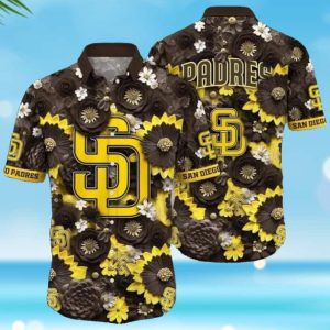 Cool Yellow Flowers Pattern MLB San Diego Padres Hawaiian Shirt - Padres Hawaiian Shirt