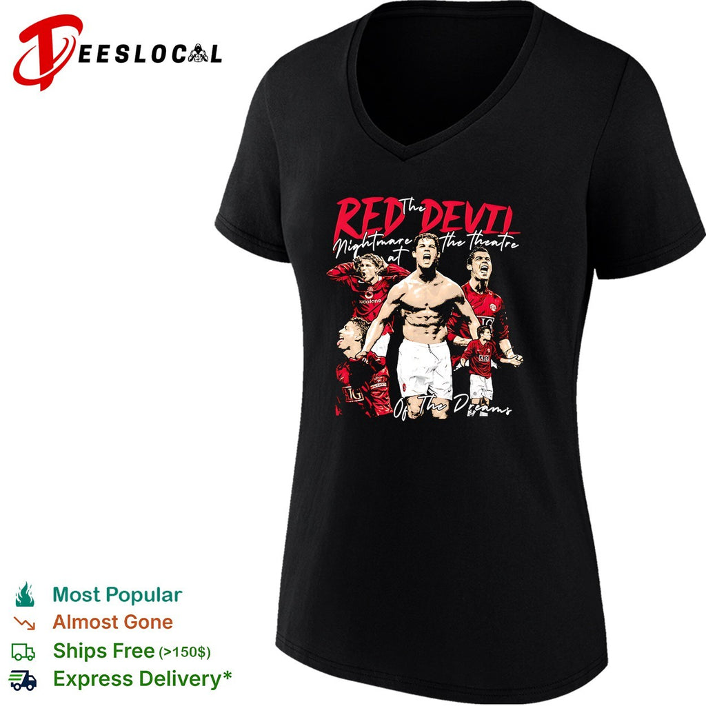 Cristiano Ronaldo Manchester United red devil nightmare at the theatre of dreams portrait shirt