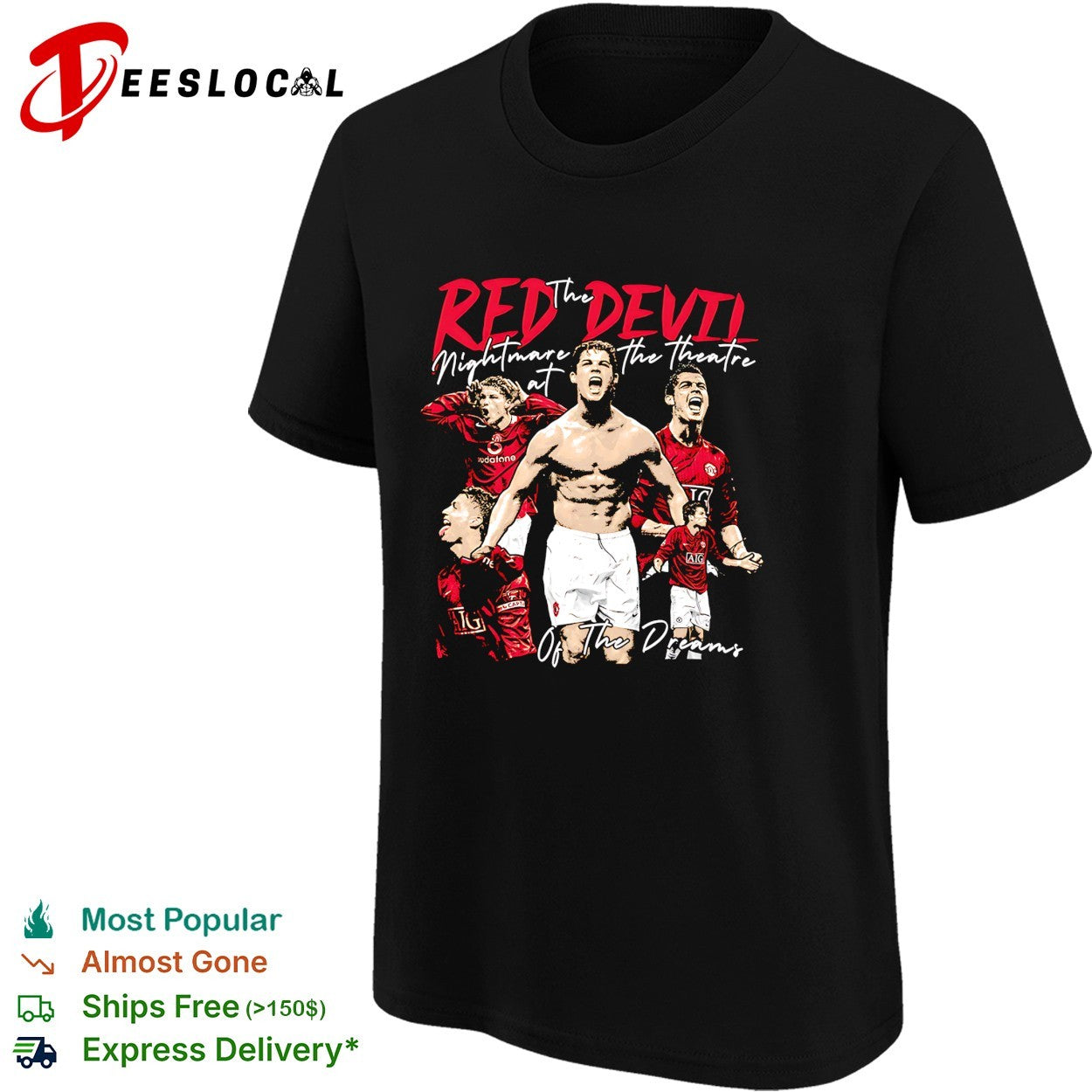 Cristiano Ronaldo Manchester United red devil nightmare at the theatre of dreams portrait shirt