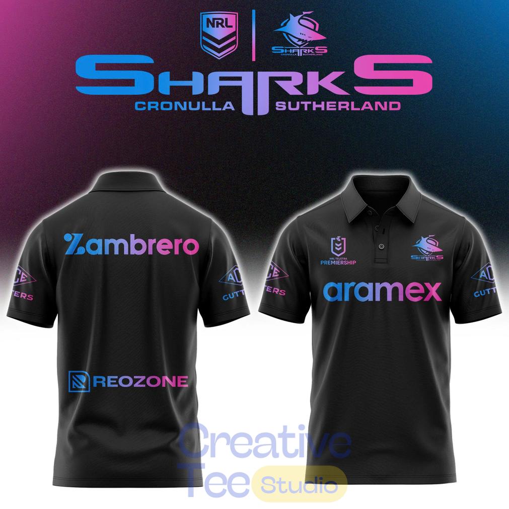 Cronulla Sharks Mens Las Vegas Warm Up Polo Shirt