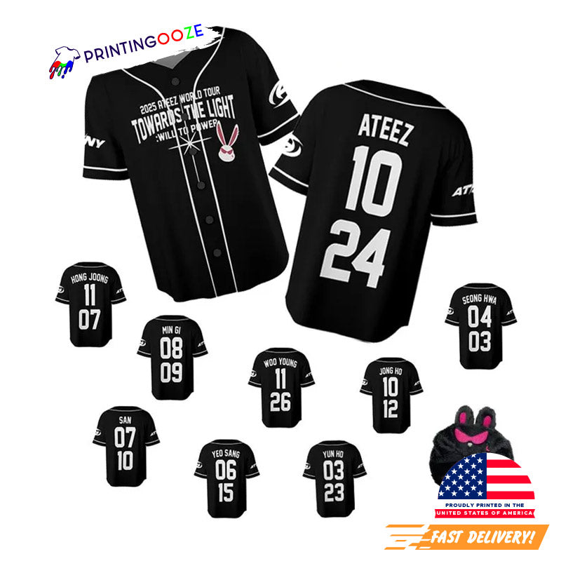 Custom Ateez Towards The Light World Tour 2025 Baseball Jersey